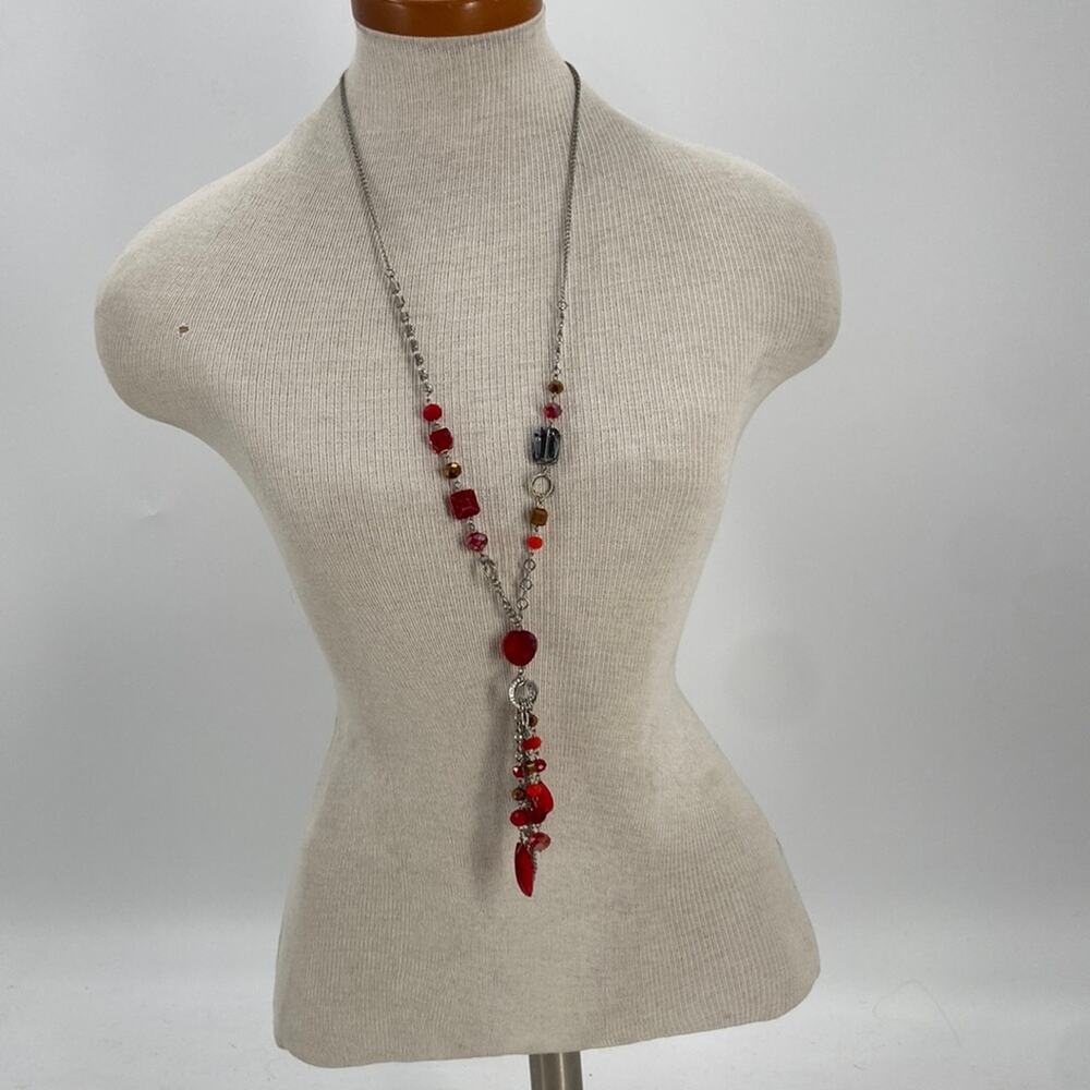 ali-kham new york red and silver beaded necklace
